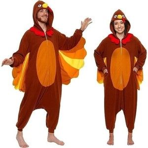 Silver Lilly FUNZIEZ Turkey Costume Adult M Med One Piece Cosplay Pajamas Unisex